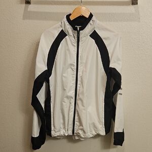 Forever 21 White and Black Zip-Up Wind Jacket